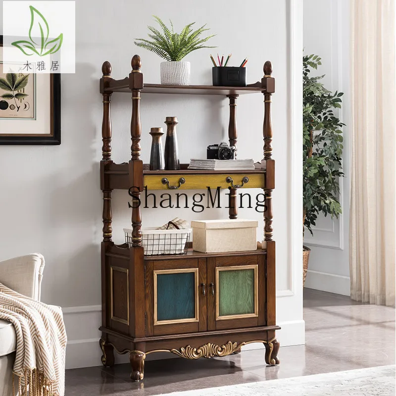CL wood storage rack, living room painted shelf, retro home small apartment multi-layer bookshelf