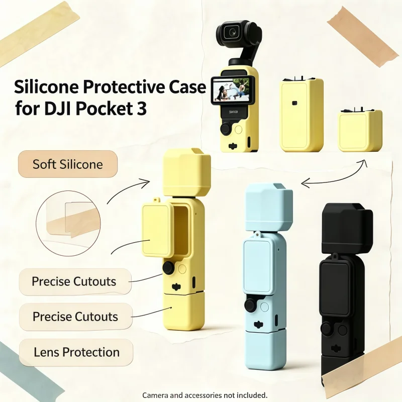 New For DJI Pocket 3 Silicone Protective Shell, Detachable Lens & Body Cover, Precise Cutouts for Smooth Gimbal Operation