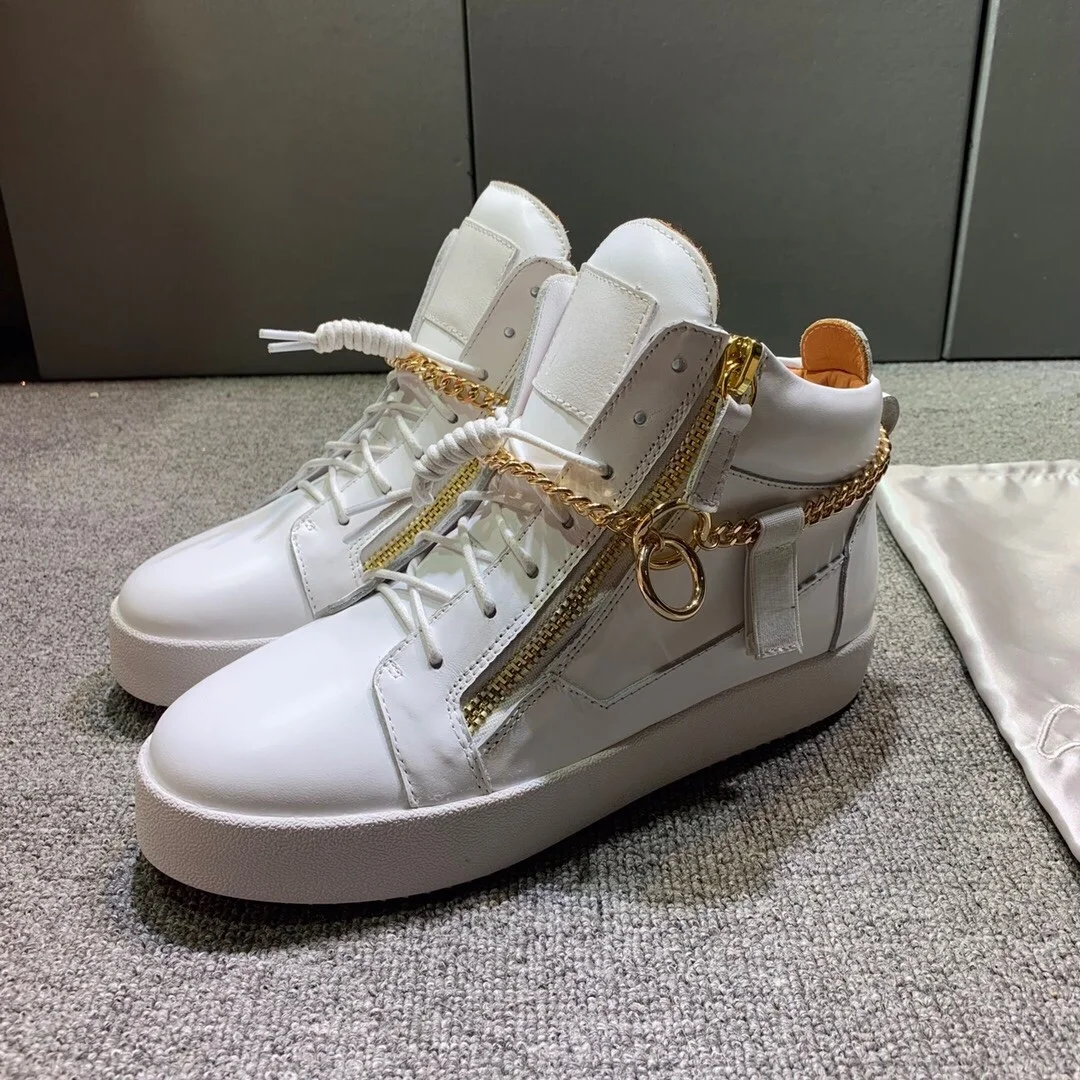 

Top Hight Quality Casual Sneakers For Men and Women Real Leather Brand Designer Unisex Tennis Shoes GZ Zipper Loafer Shoes G1087