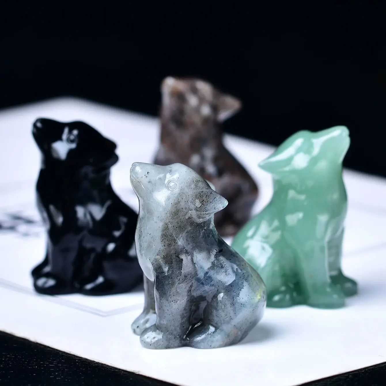 1pc Natural crystal  wolf statue. Made of Cupid Crystal. The meditation stone. Small gifts for home decor