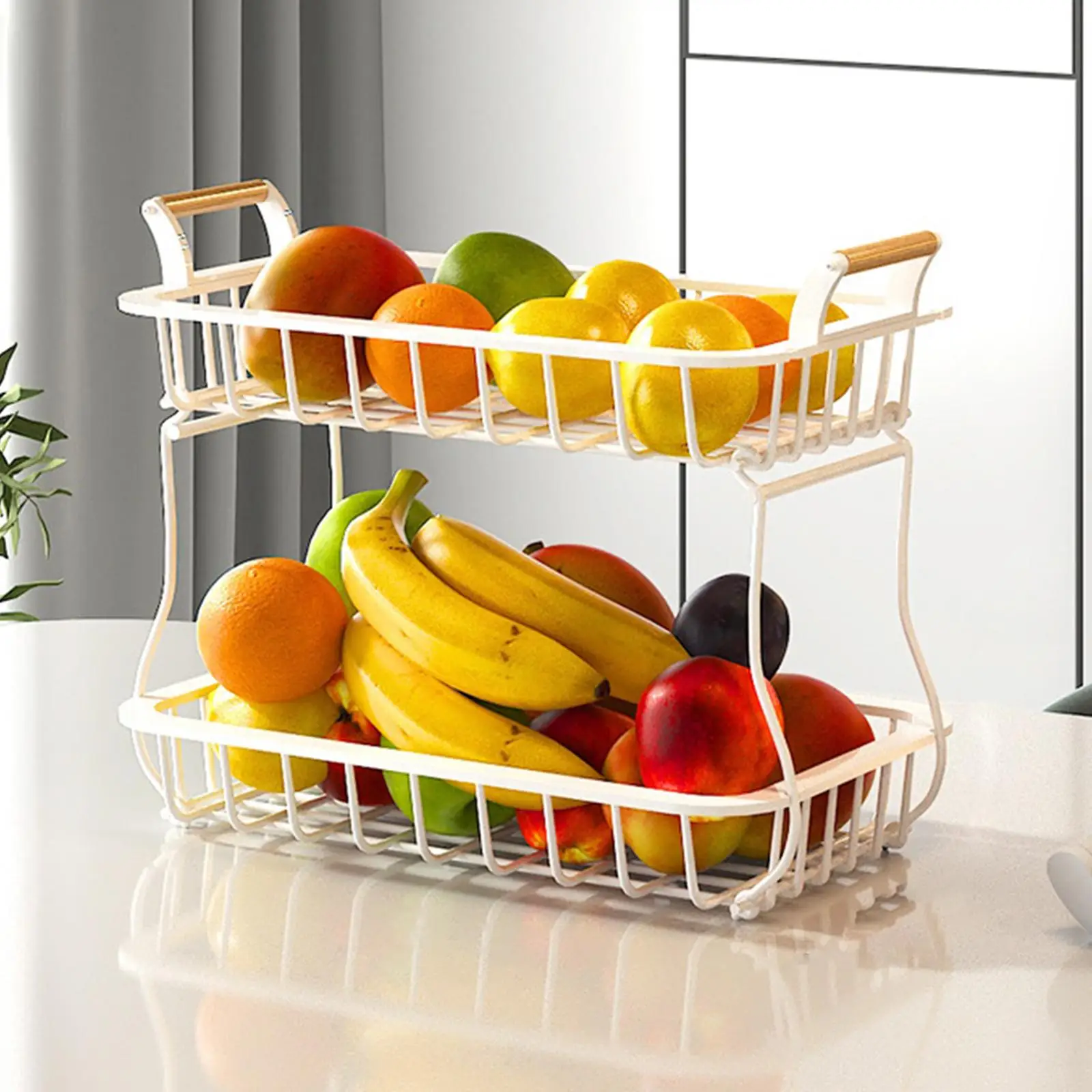 Household Fruit Basket Vegetable Holder Fruit Bowl Small Item Storage Rack Rectangle Basket Storage Holder