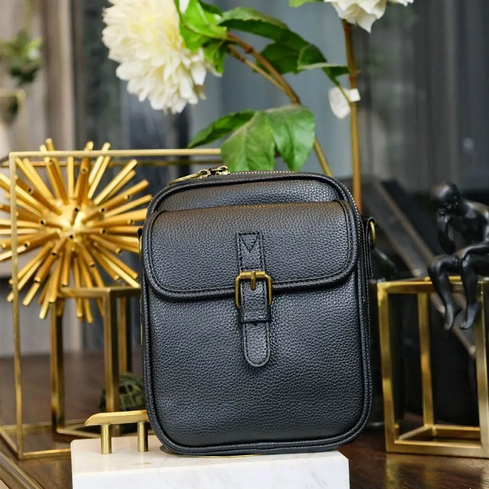 

Leather Women Messenger Bag with Adjustable Removable Strap Large Capacity Crossbody Leather Bag Solid Color Vintage