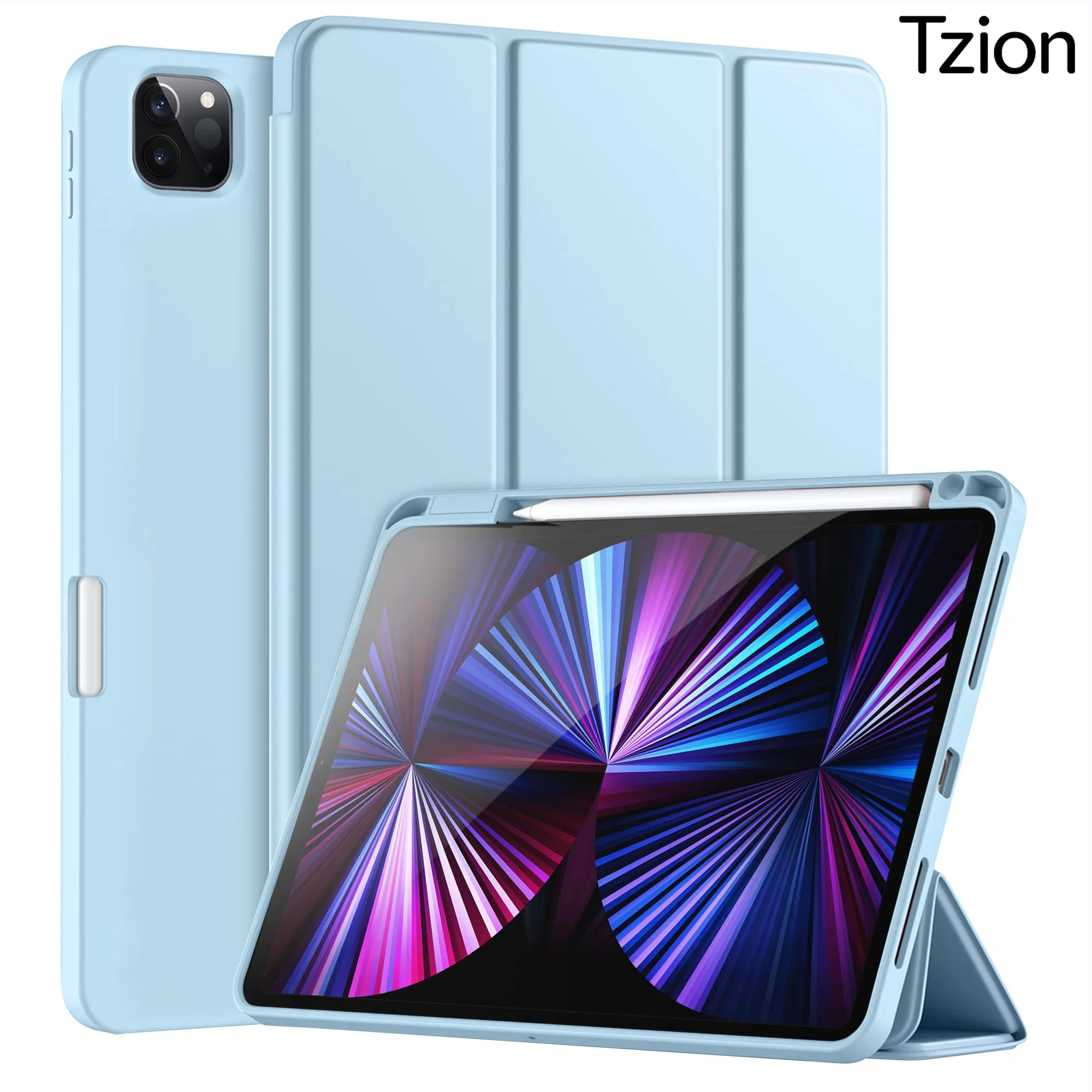 

Pencil Case for iPad Pro 11 Inch 4th/3rd/2nd Generation 2022/2021/2020 Magnetic Trifold Flip Stand Smart Cover, Auto Wake/Sleep