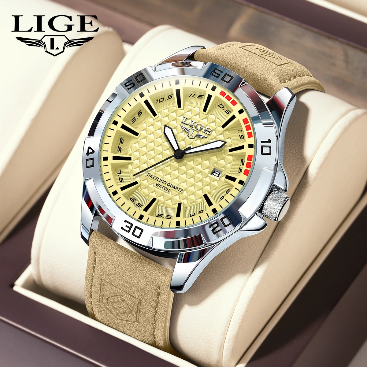 

LIGE 2026 new fashion men's watch top luxury sports classic waterproof quartz simple business calendar luminous watches for men