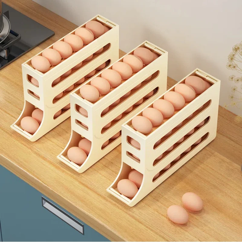 Rolling Egg Storage Box, Refrigerator with Side Door Egg Rack Holder, Dedicated Fresh-keeping Box, Organizer Tool