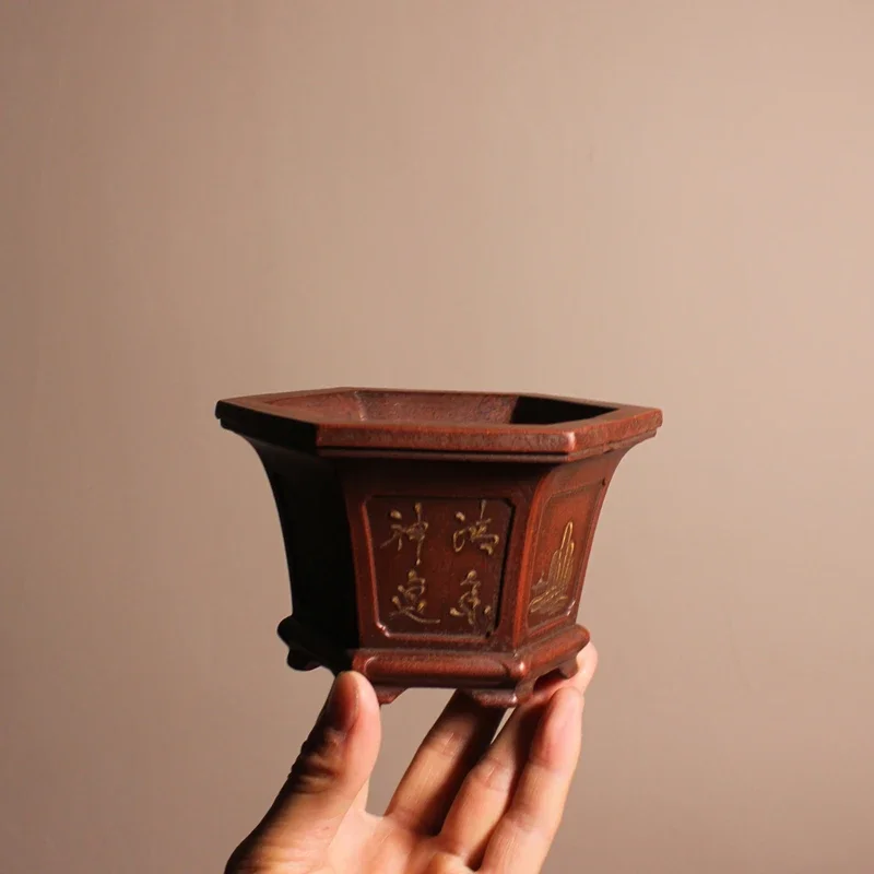 yesCeramic Bonsai Pot for Small Plant, Table Decoration, Small Vase, Garden, Home