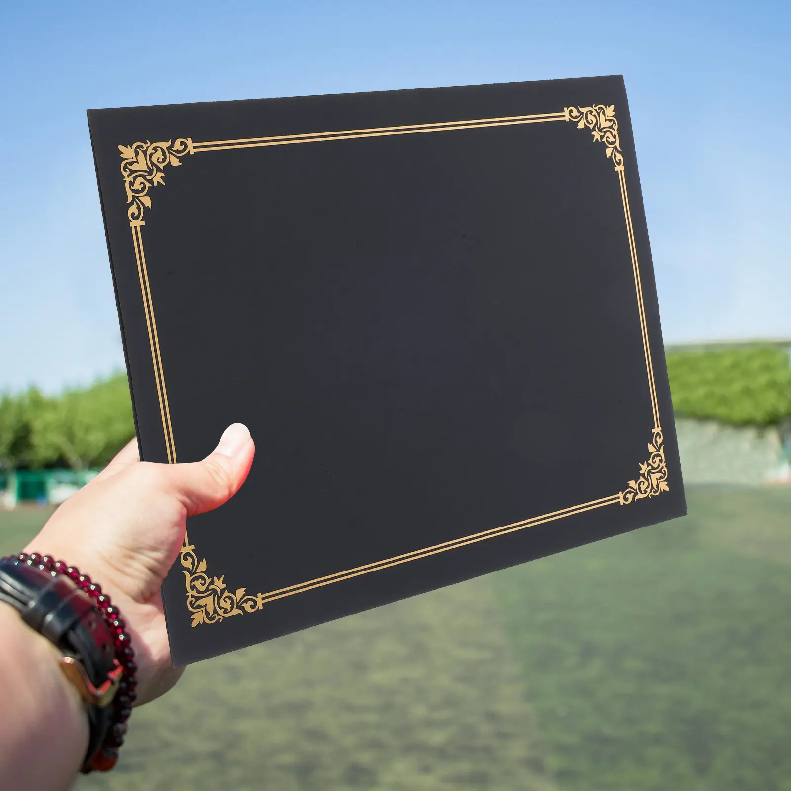10Pcs Elegant Paper Certificate Covers Diploma Holder Frame for Awards Diplomas Documents Protection Stylish Border Design