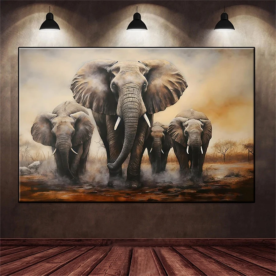 

Diamond Painting Kit New African Plain Wildlife Elephant Art Embroidery Mosaic 5D Full Drill Diamond Cross Stitch Home Decor