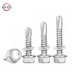 Outer Hexagon Drilling Screws with Rubber Gaskets 410 Stainless Steel M4.2 M4.8 M5.5 M6.3 Colour Steel Tile Tapping Screws