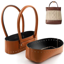 1Set Leather Bag Bottom Crochet Handbag DIY Handmade Tote Handles Sewing Supplies Weaving Bags Women Accessories PU