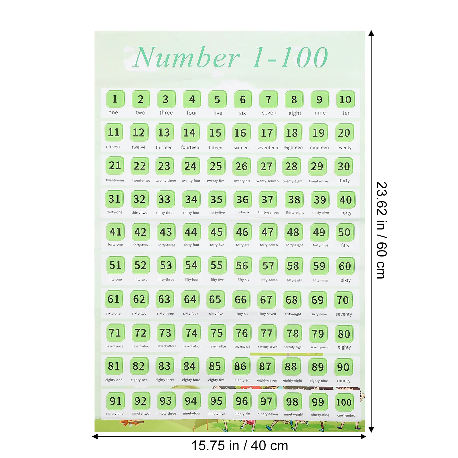 Numbers 1-100 Wall Chart Baby Education Bright Colorful Counting Poster for Preschool Learning Early Teaching Tool