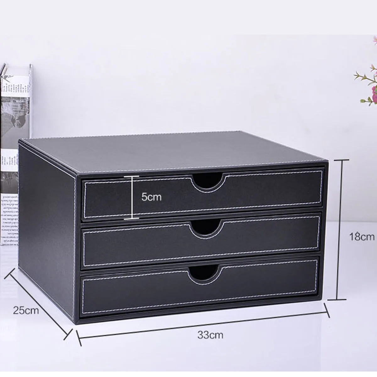 Leather Stationery Organizer Storage Boxes Desk Organizer Stand for Pens Home Office Storage Drawer Organizer for Documents Tray