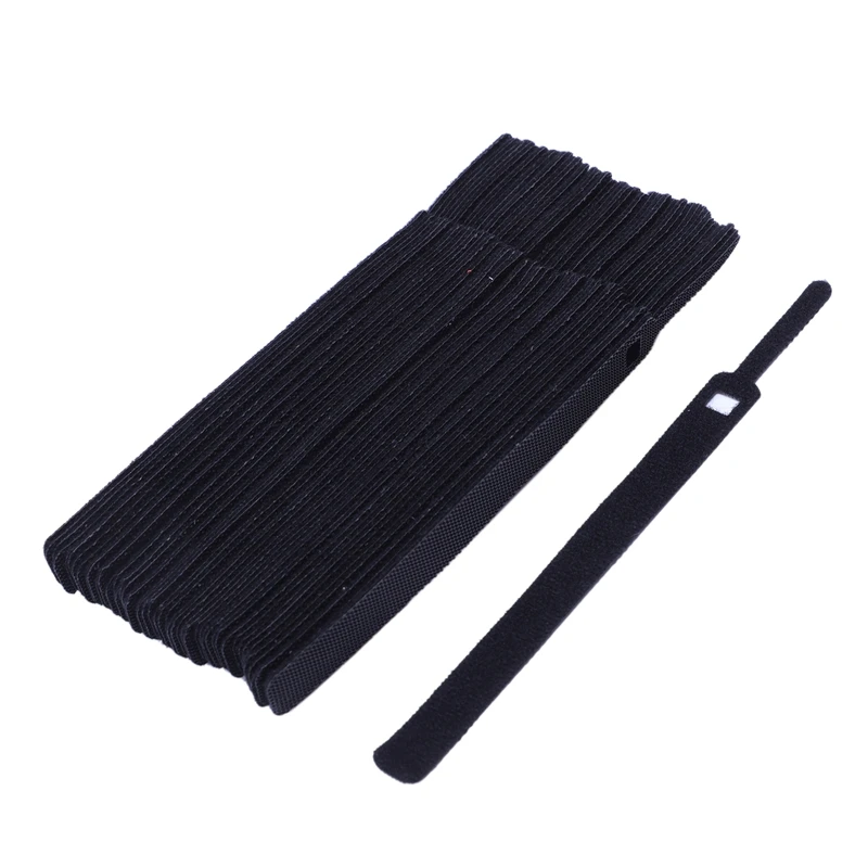 50Pcs 12X250Mm Nylon Reusable Cable Ties with Eyelet Holes Back To Back Cable Tie Nylon Hook Loop Fastener Management