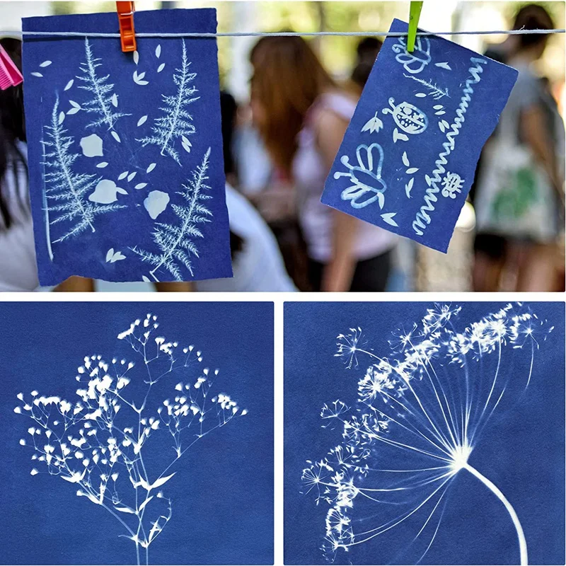 73 Miếng Mặt Trời In Giấy Cyanotype Giấy Bộ Năng Lượng Mặt Trời Giấy Vẽ Độ Nhạy Sunprint Thiên Nhiên Giấy In