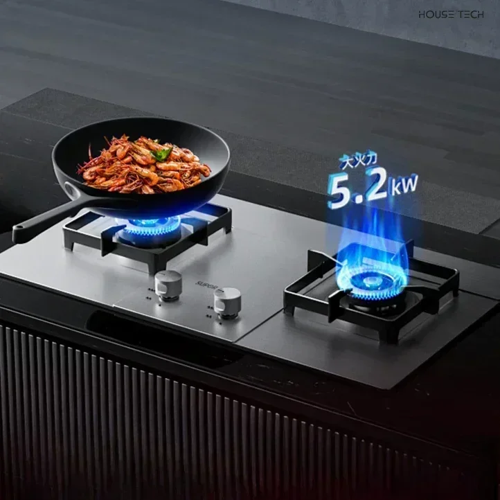 nuova stufa a gas per uso domestico, stufa doppia a gas liquefatto, stufa a doppio uso incorporata con fornello a gas con protezione antincendio