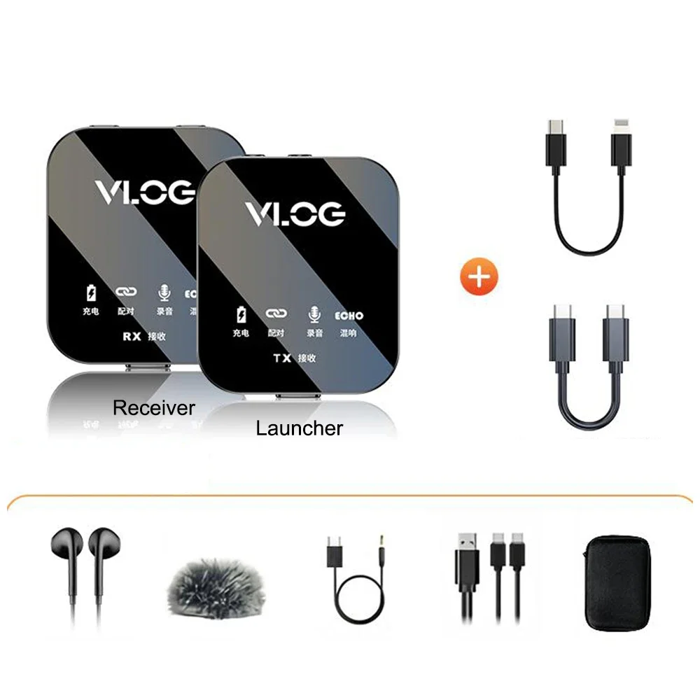 

M18 Wireless Lavalier Microphone 2.4G Stereo Noise-Canceling Collar-On Microphone Live Broadcast Gaming Microphone