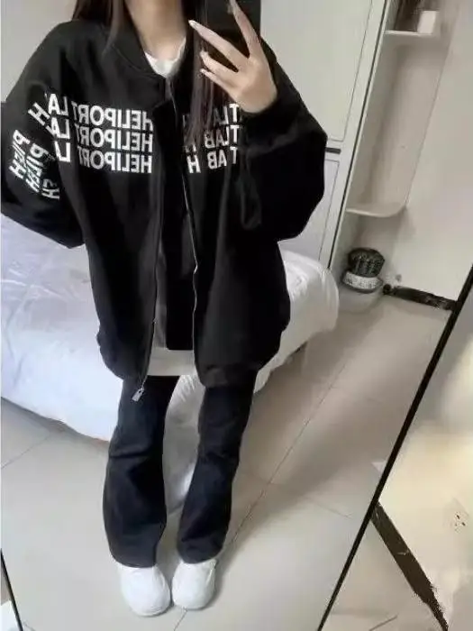 Amerikaanse Retro Letter Print Baseball Jaet Dames Los Casual Verdikt Katoen Lente Herfst Nieuwe Sle Bovenkleding