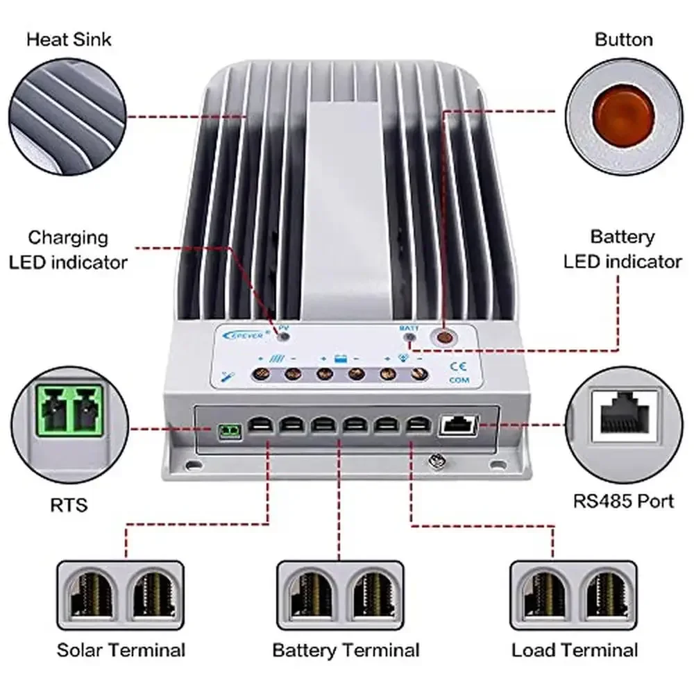 For 40A MPPT Solar Charge Controller Tracer BN Series Negative Ground Amp Panel Auto 12V/24V Reliable Advanced Technology