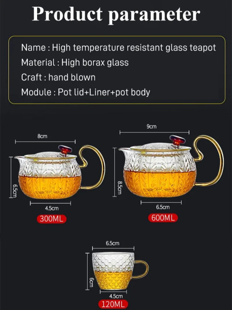 Household teapot tea set heatresistant thickened teapot tea water separation glass teapot