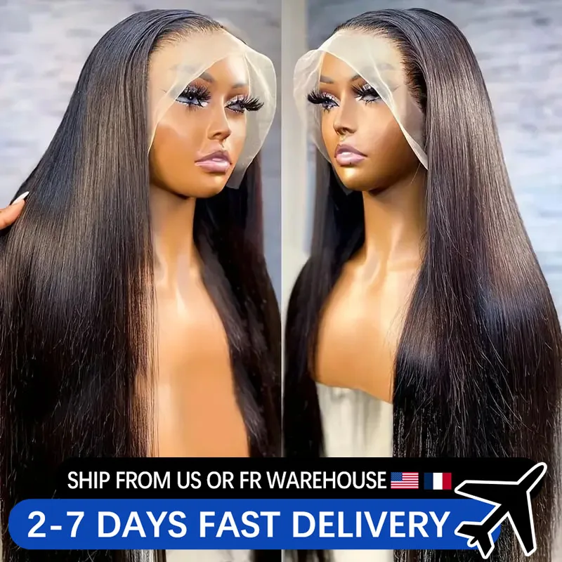 180% Density 13X4 13x6 Transparent Lace Front Wig 30 Inch Straight Lace Frontal Wigs Human Hair 100% Brazilian Remy Pre Plucked