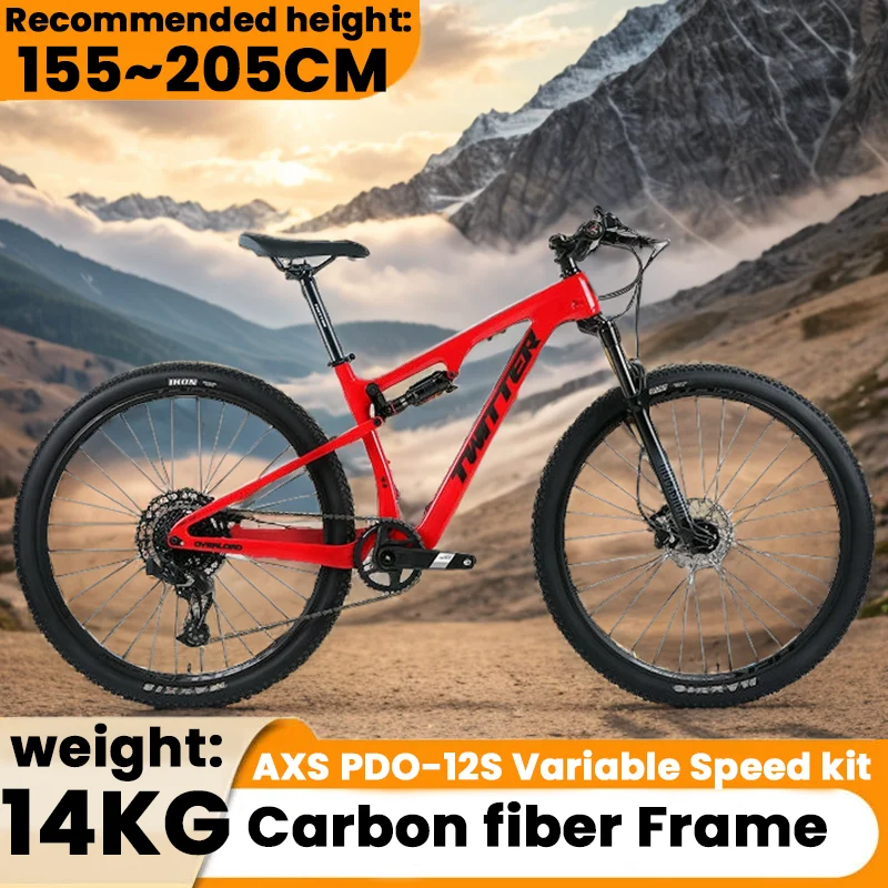 27.5/29inch Carbon Fiber Frame Mountain Bike 12speed Hydraulic Disc Brakes Air Suspension Internal Cables Off-Road MTB Bicycle