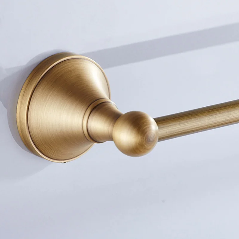 Antique Brass Wall Mounted Bathroom Single Towel Shelf Rack Holder Bath Towel Hanger Bar Towel Rail Bathroom Accessories