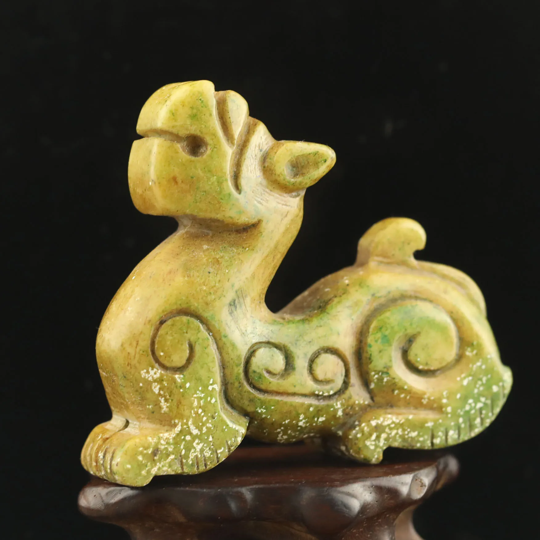 Old China Natural Jade Hand Carved statue dragon loong pendant a d14