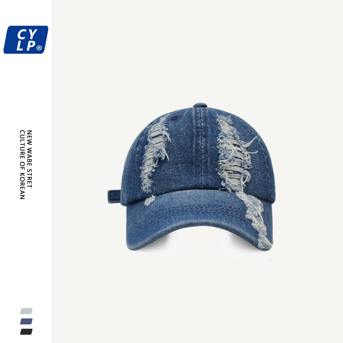 

Fashion Hip Hop Ripped Baseball Cap Men and Women Korean Street Couple Casual Denim Peaked Cap Summer