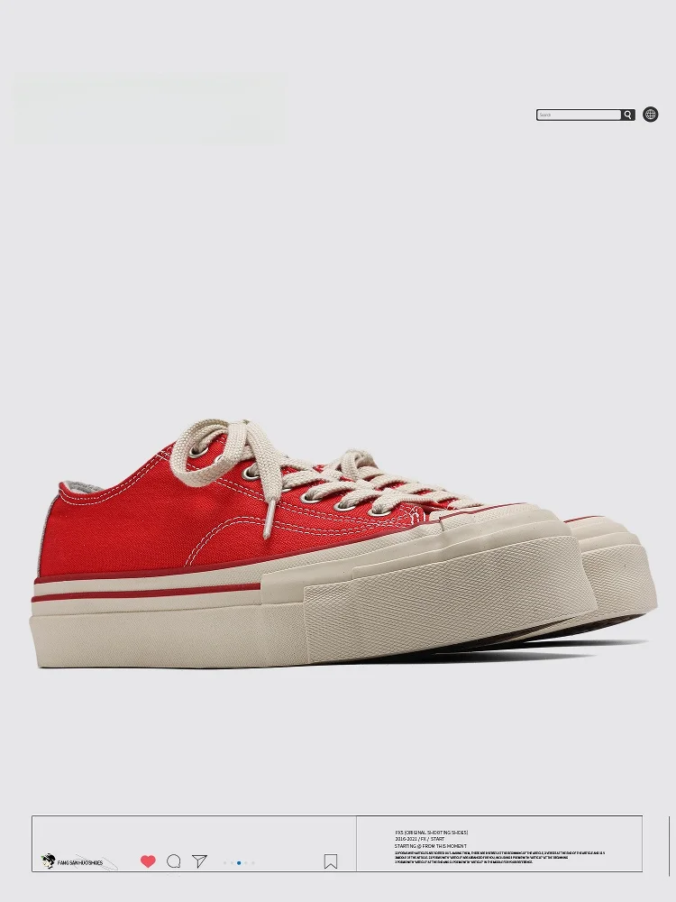 

Fang Sanhuo Men's Canvas oes Thi Bot Heightening Sulfurization Red Retro Couple Casual Trendy Board oes Breathable L...