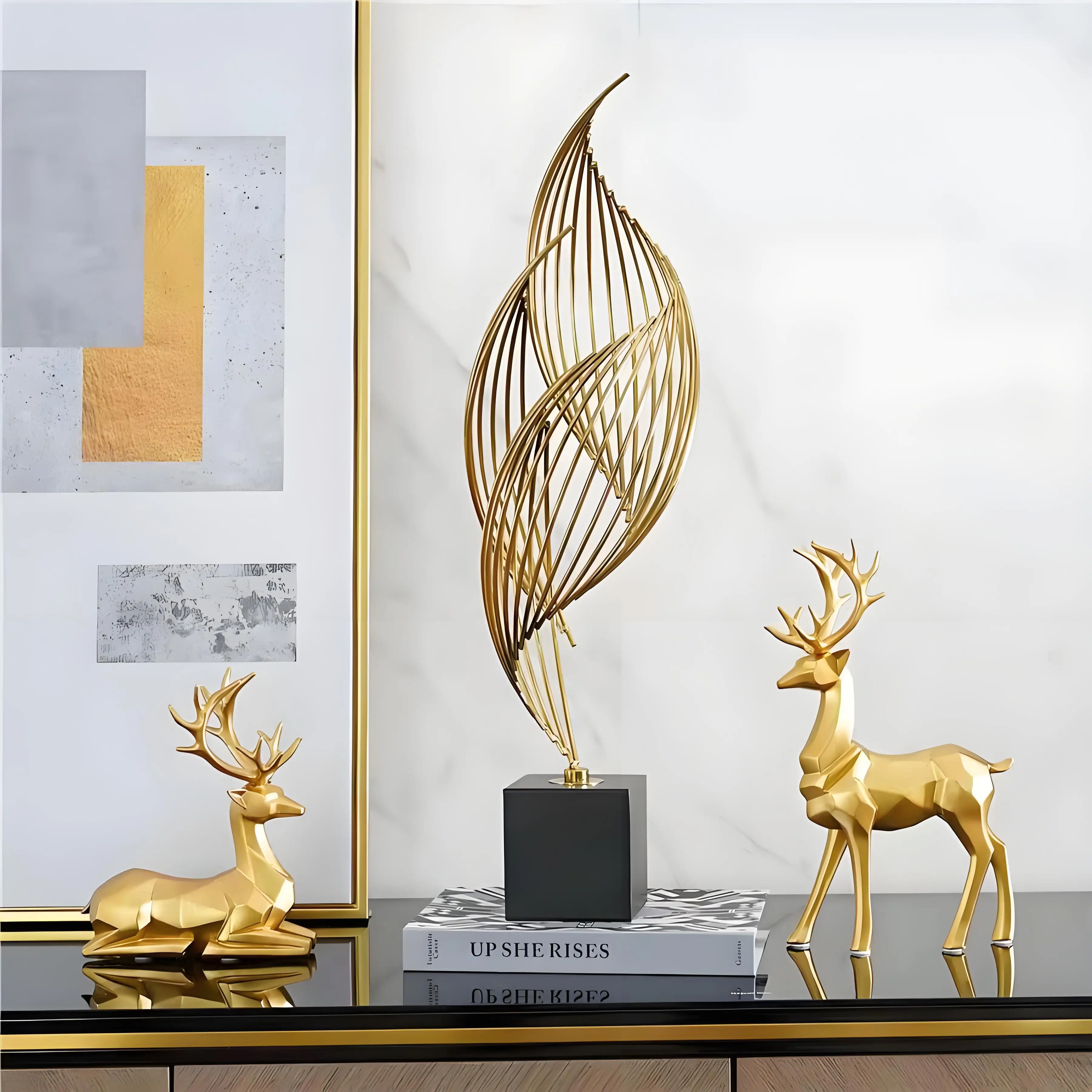 Figuras de renos navideños, decoración de estilo nórdico europeo, estatua de ciervo, chimenea, ventana, escritorio, dormitorio, adorno de estante, 2 piezas