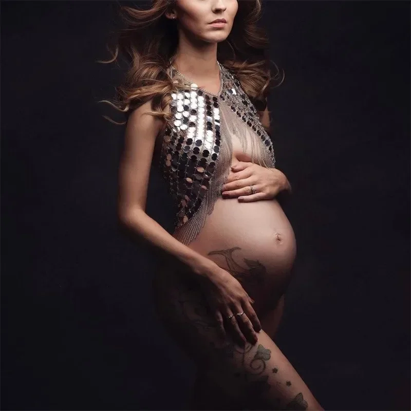 Sexy Maternity Photography Props Maternity Dresses Photoshoot Pregnancy Dress Goddess Crystal Crown Headband Accessories