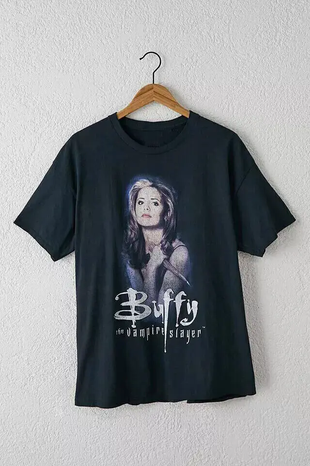 90s Black Buffy The Vampire Slayer T-Shirt basic black graphic tee