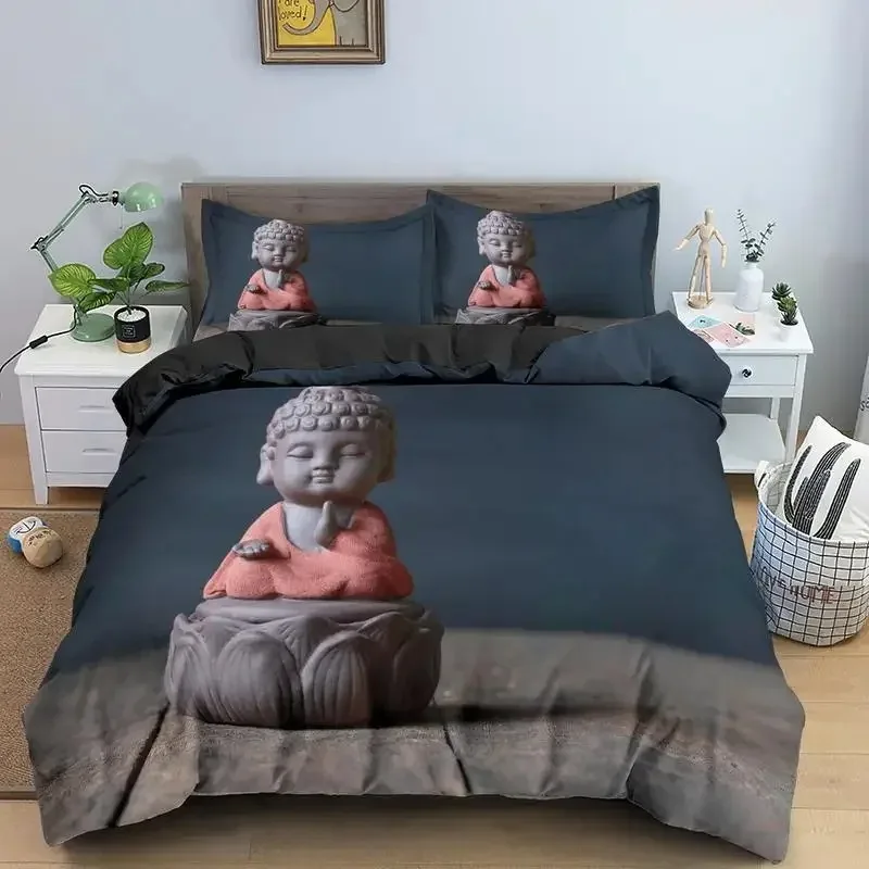 Family Buddha Bedding Set Mandala Quilt Cover Luxury Twin King Size Bed Sets Bohemian Bedclothes 23 Pcs with Pillowcase Golden