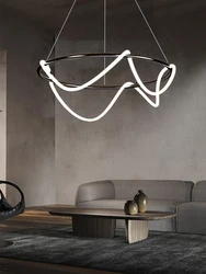 Luces minimalistas, tira de LED neón, candelabros de techo, lámparas colgantes negras/doradas de moda, lámparas para el hogar para decoración de sala de estar