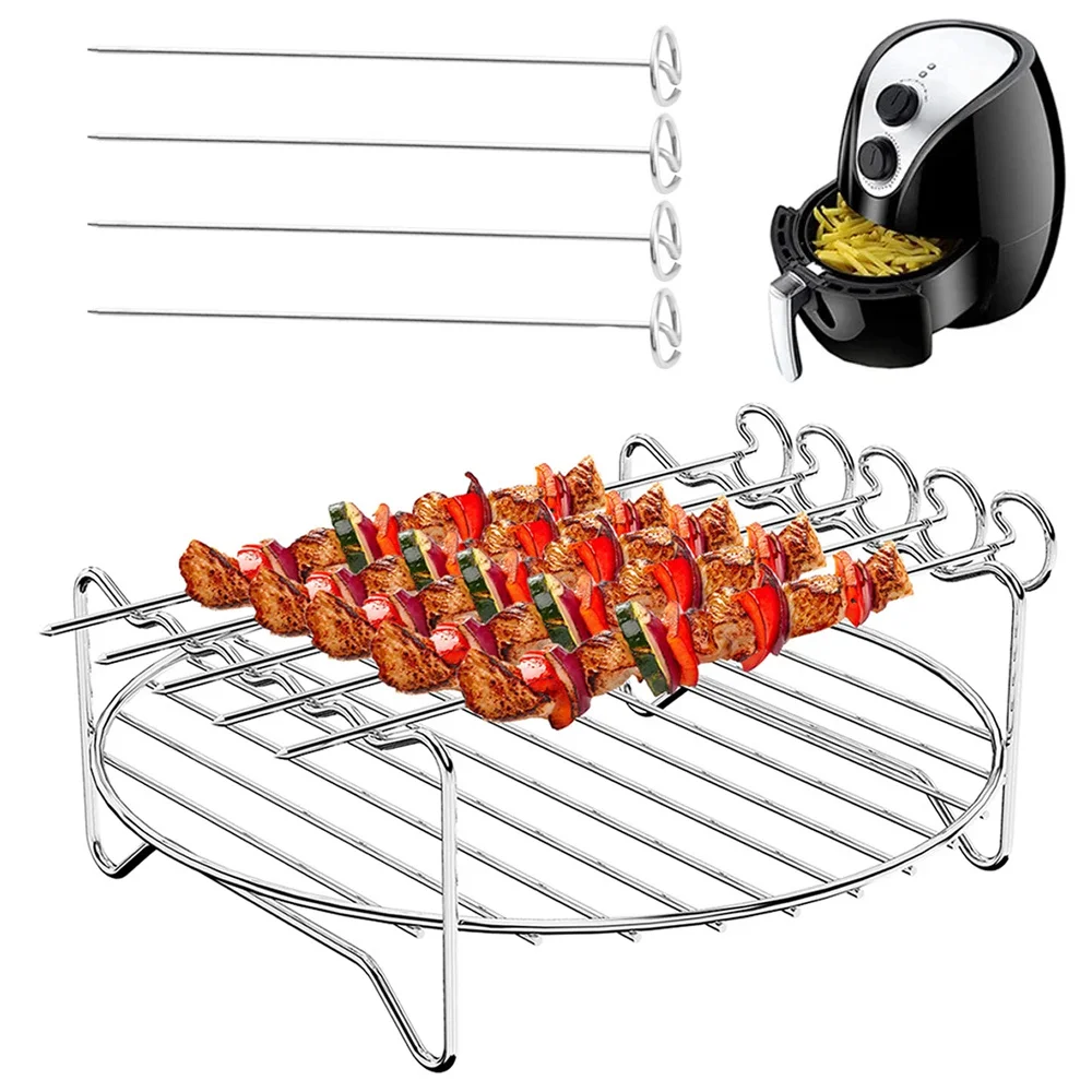 Air Fryer Stainless Steel Rack Tray&Steaming Racks Air Fryer Tools Baking Pan BBQ Gril Baking Cooker Accessories Cooking Tools