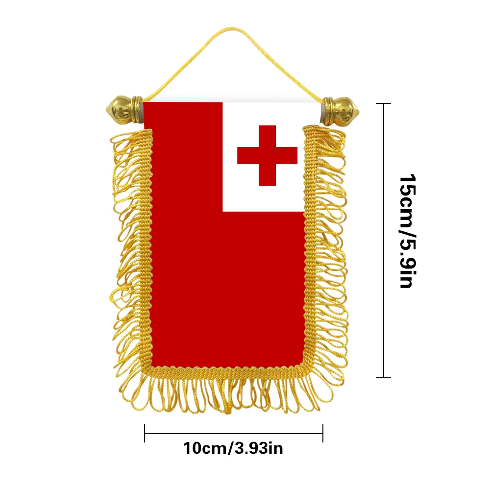 Tonga small hangicng flag 10x15cm triangular flag car decoration hanging flag double-sided pattern with suction cup