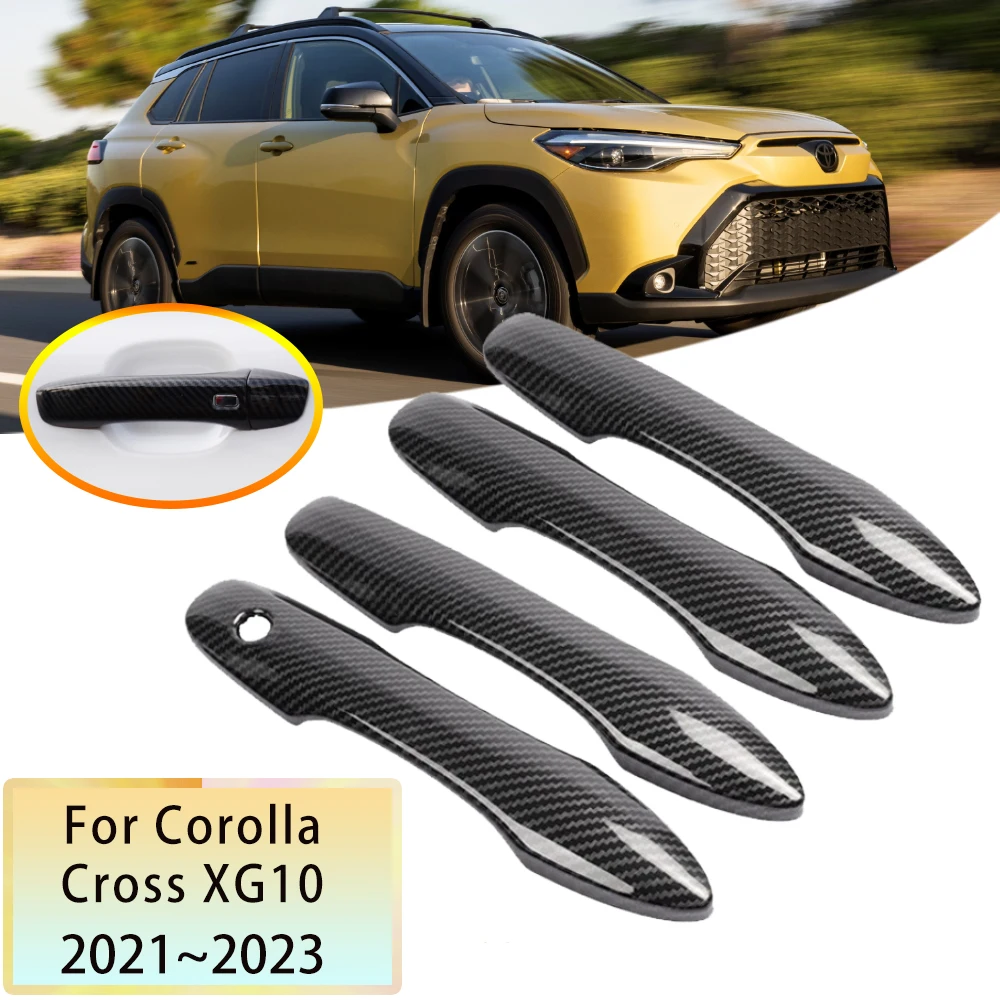 

for Toyota Corolla Cross Hybrid 2023 Accessories XG10 2021 2022 Carbon Fiber Car Door Handle Cover Trim Auto Creativity Stickers