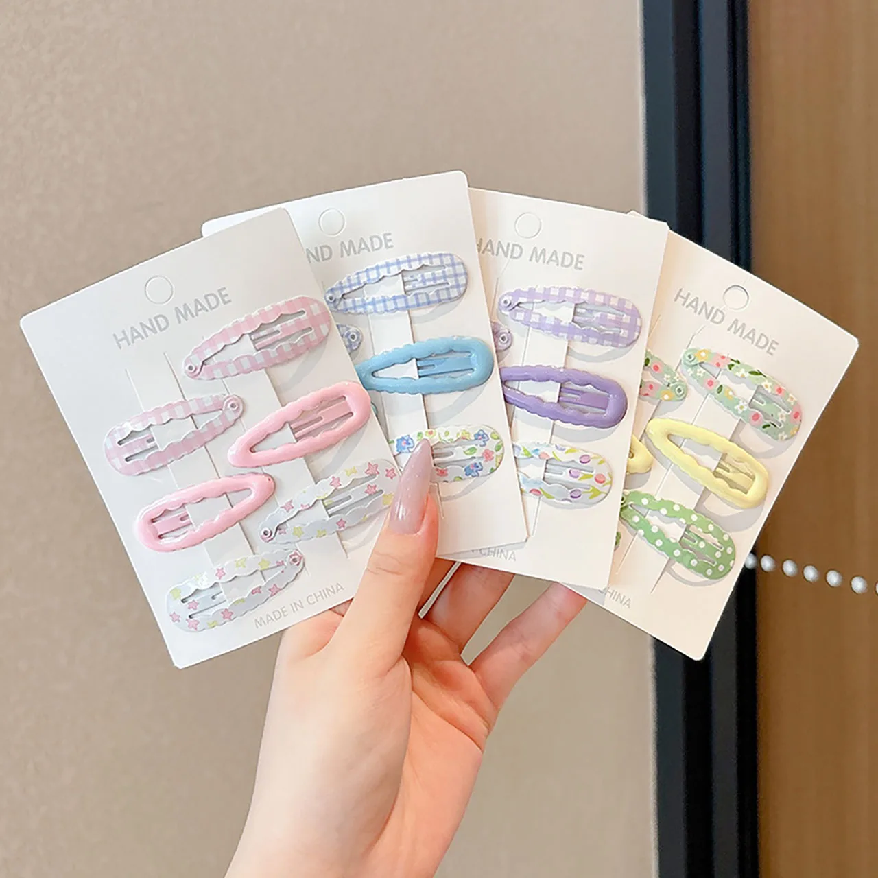 6PCS/Set Cute Baby Hair Clips Water Droplet Shaped Side Clips Bangs Clips for Girl Sweet Kids Hair Accessories