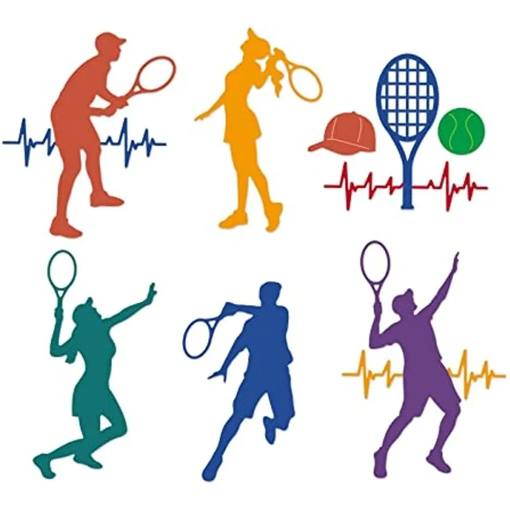 9Pcs Play Tennis Cutting Dies Metal Tennis Player Die Cuts Embossing Stencils Template for Paper Card Making Decor DIY Scrapbook