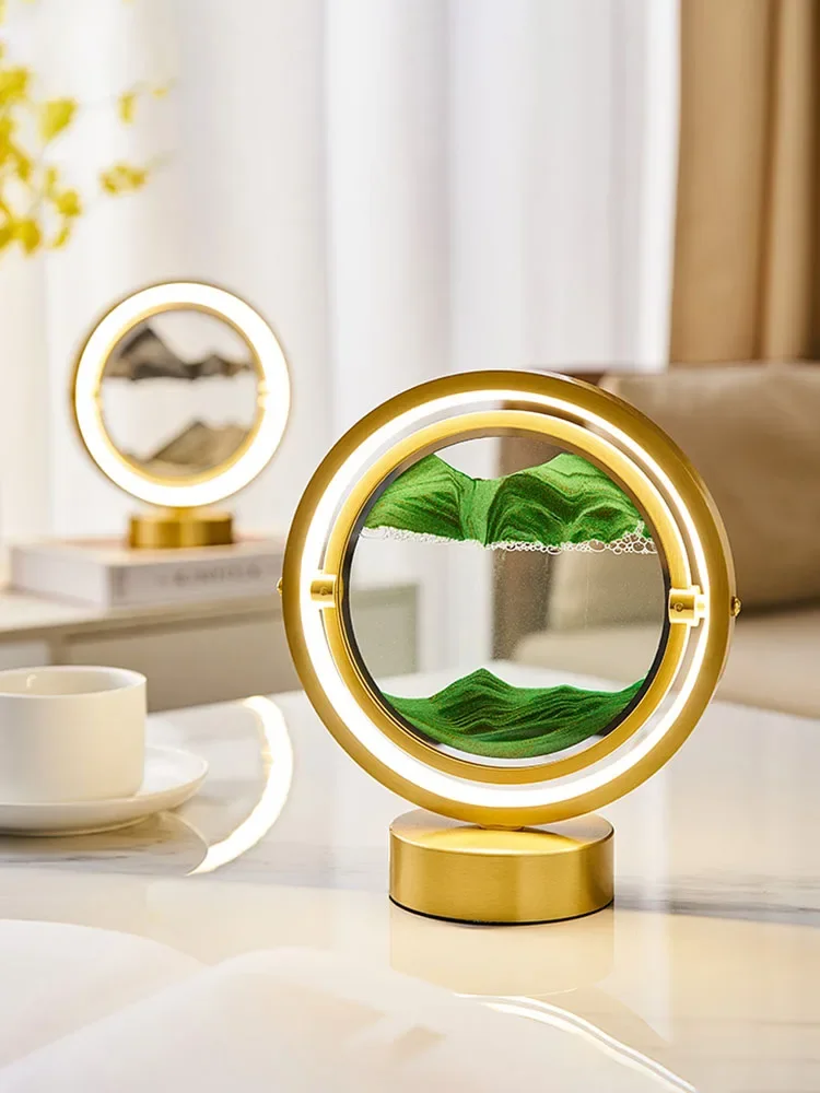 Home Decor Moving Sand Art Creative Creative LED Light Quicksand Art Hourglass Home Decoration Accessorie Office Decoration Gift