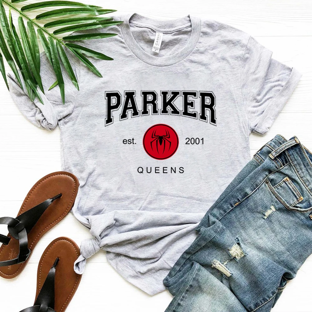 Women Peter Parker T-shirt Parker Est 2001 Tom Holland Shirt Superhero Movie Inspired Tees Unisex Vintage Graphic Tee Casual Top