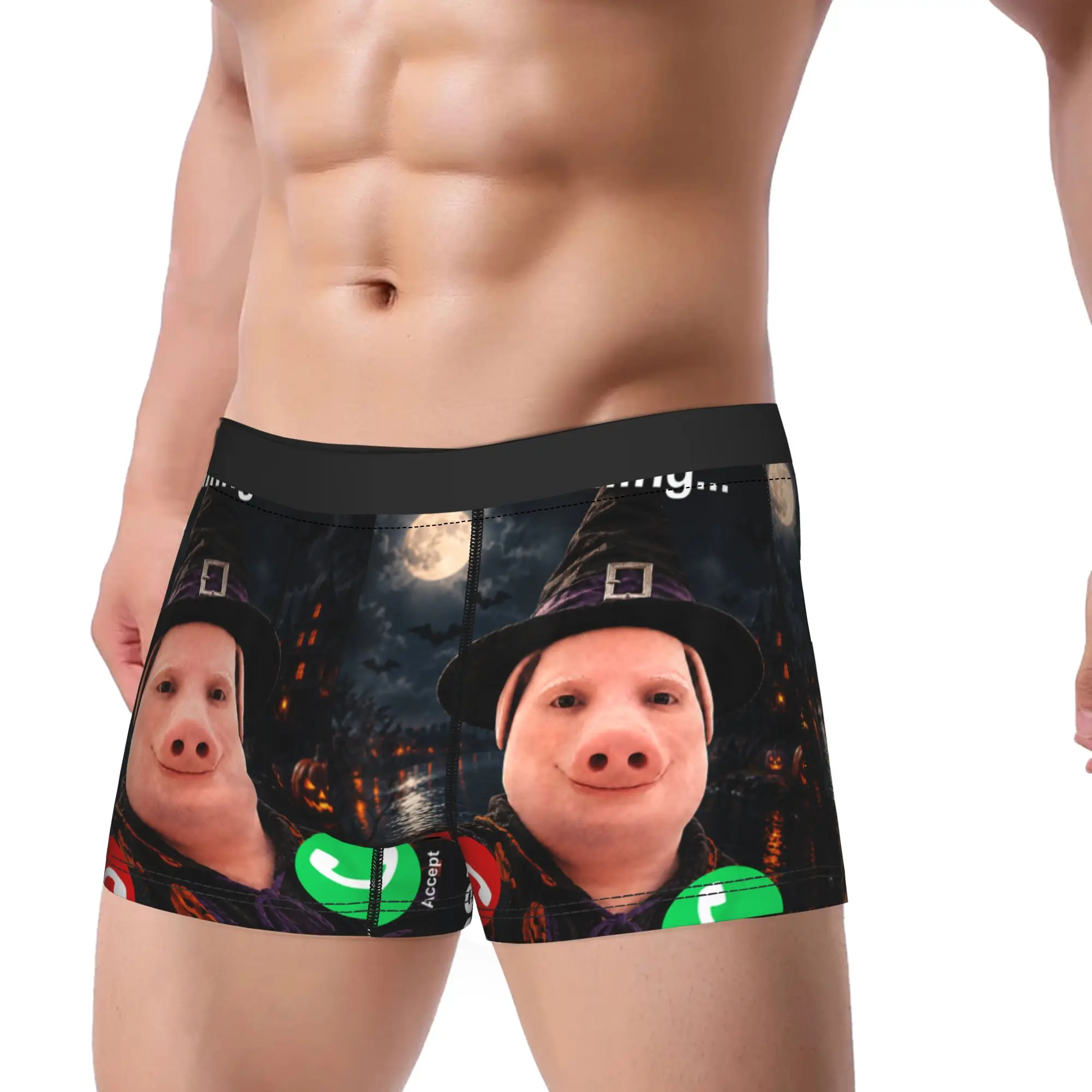 John Pork Halloween Brainrot Meme Underwear  Man Shorts Briefs Elastic Trunk High Quality Custom Plus Size Panties