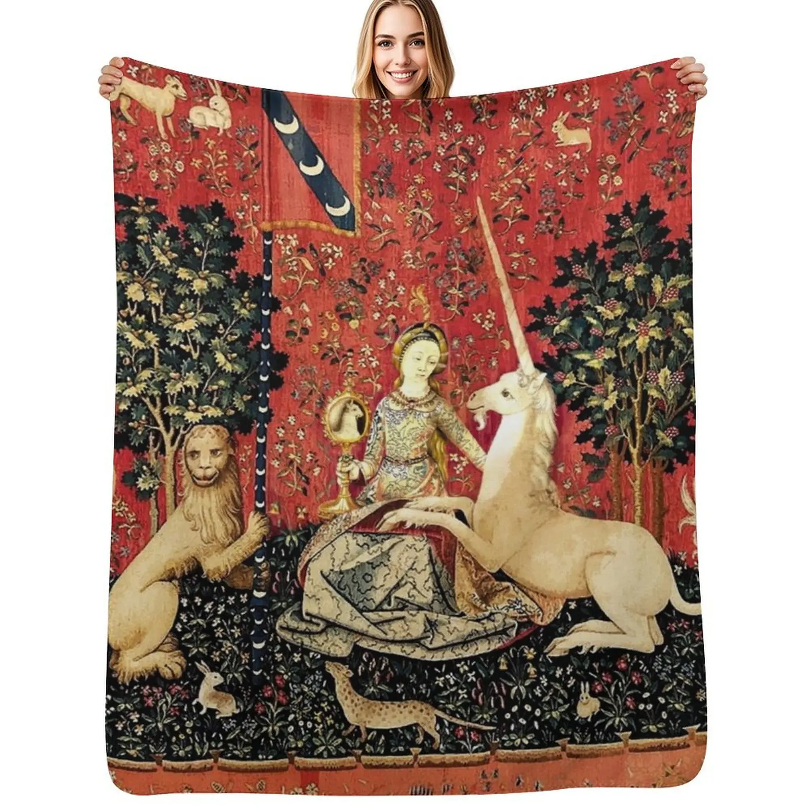 The Lady and the Unicorn: ?? Mon Seul D??sir - Sight Throw Blanket Cozy Microfiber Throw Blanket for Home Bedroom