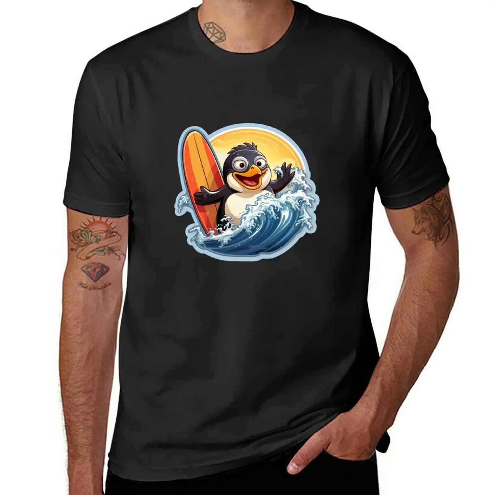 Surf's Up, Penguins! Catch the Wave of Cuteness with Redbubble T-Shirt cute clothes oversized Men's cotton t-shirt