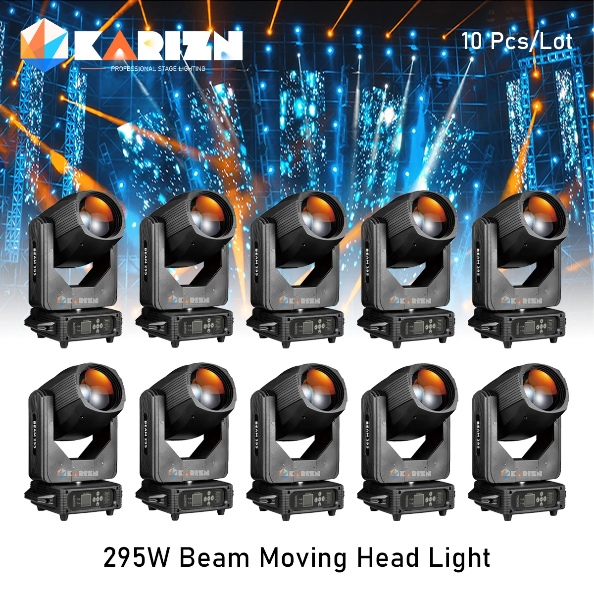 0Tax 10Pcs 295W 12R Moving Head Light Spot Beam DJ Equipment With DMX Controller For Disco Bar Stage Lighting Wedding Christmas