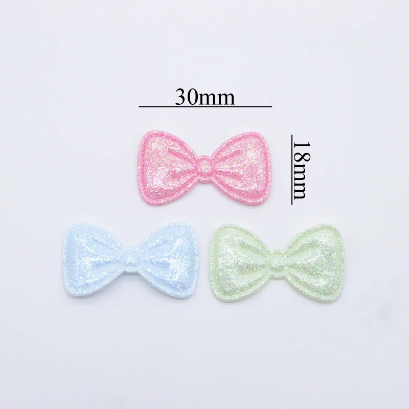 50Pcs 30*18mm Bling PU Leather Bow Tie Applique for Clothes Hat Sewing Patches DIY Baby Headwear Hair Clips Decor Accessories