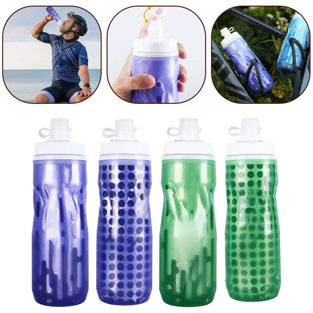 Taza de agua verde con protección contra el calor y el hielo, botella de agua deportiva para ciclismo, nota, contenido del paquete, botella de agua duradera