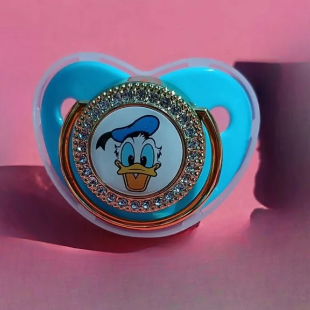 2024 Donald Duck Print Pacifier Personalized pacifier clip Luxury Bling Bling holder New baby teaser chupetes de bebe0-24M gift