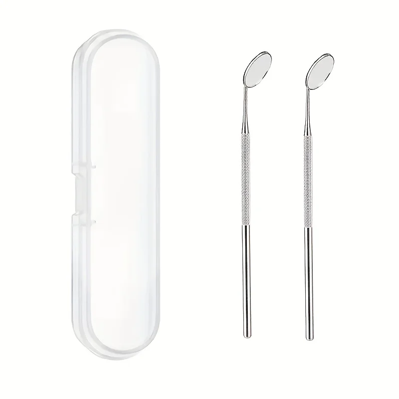 Miroir pour outils d'inspection dentaire, ensemble de 2/3 pièces, Portable avec boîte de rangement, miroir réutilisable pour cils greffés pour femmes, en acier inoxydable