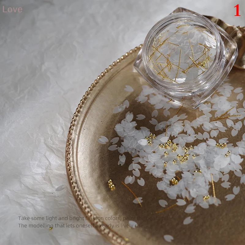 [L&P] 1 barattolo di paillettes simpatiche petali di Sakura per unghie foglie floreali colorate miste nail art glitter perline nail art fiocchi 3D